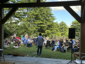 Dr. Cody Miller greets folks at the Inaugural Front Porch event